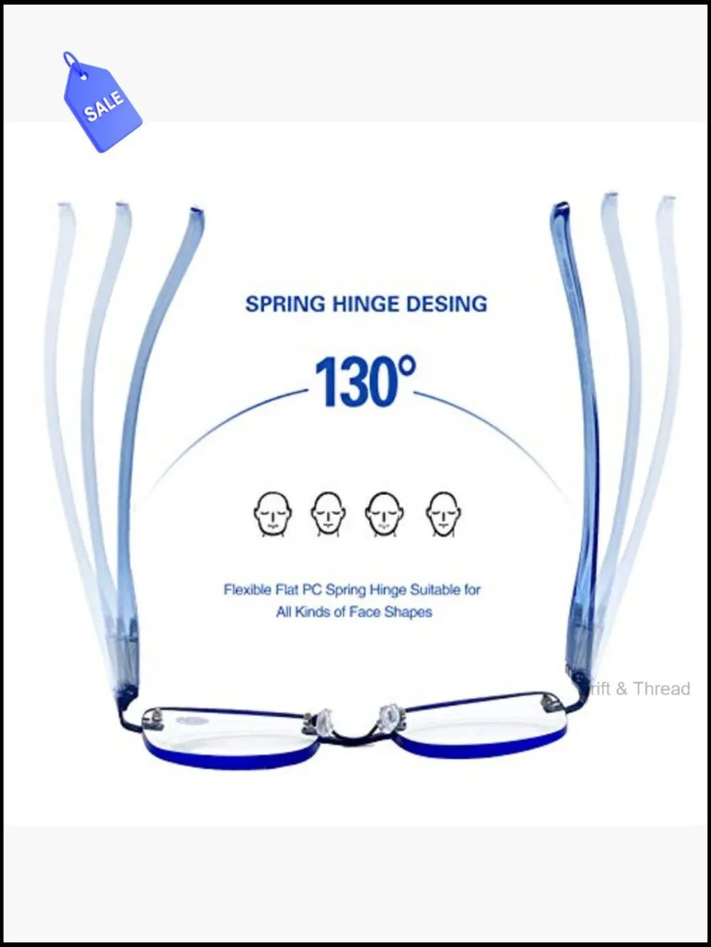 3-Pack Rimless Reading Glasses for Women, Spring Hinge